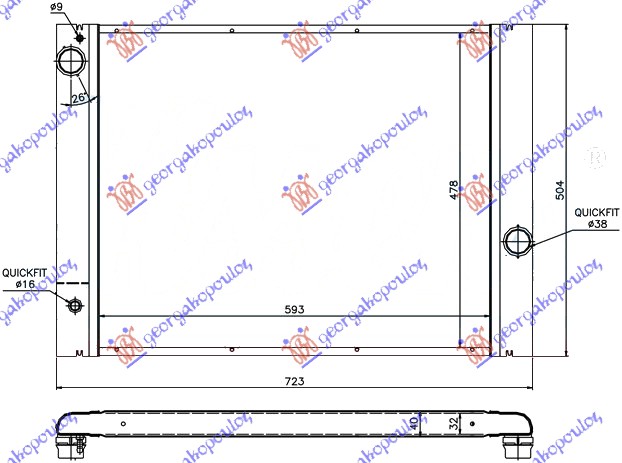 HLADNJAK MOTORA ZA SVE MODELE BENZIN (AUTO) (62x49) (MAHLE BEHR PREMIUM LINE)