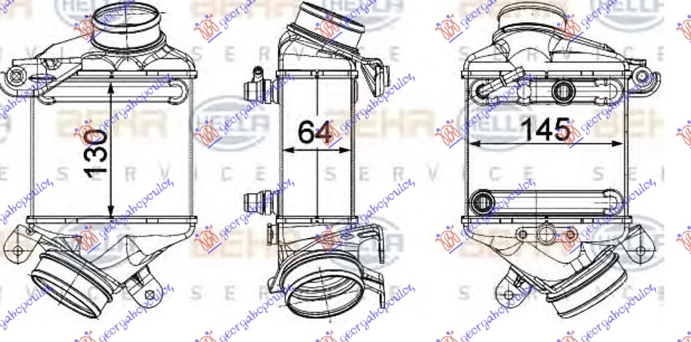 HLADNJAK INTERKULERA 4.0/4.4 BENZIN (130x145x64) ( i  GT/F07) - DESNO