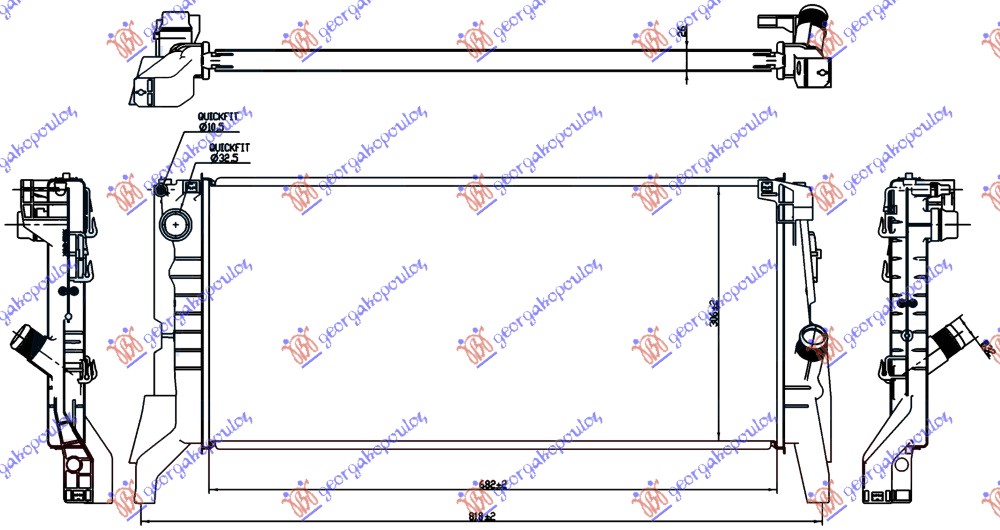 HLADNJAK MOTORA ZA SVE MODELE DIZEL (AUTO) (680x320x26) (NRF)