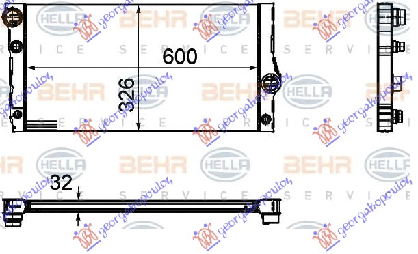 HLADNJAK MOTORA 3.0  535i/HIBRID BENZIN ( i GT/F07) (600x326x32) (MAHLE BEHR PREMI