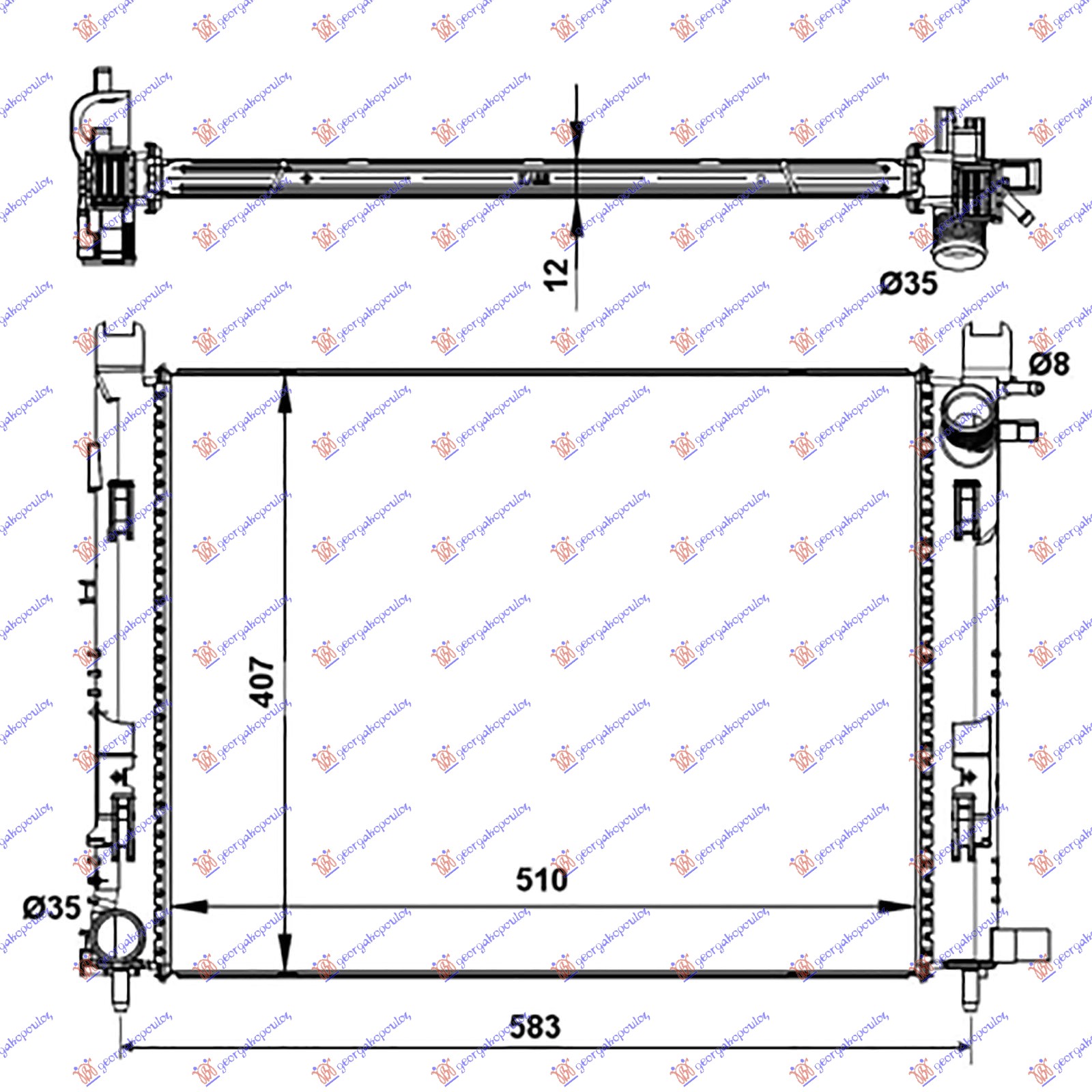 HLADNJAK MOTORA BENZIN/DIZEL (+/-AC) (51x40x1.2) 12- (KOYO)