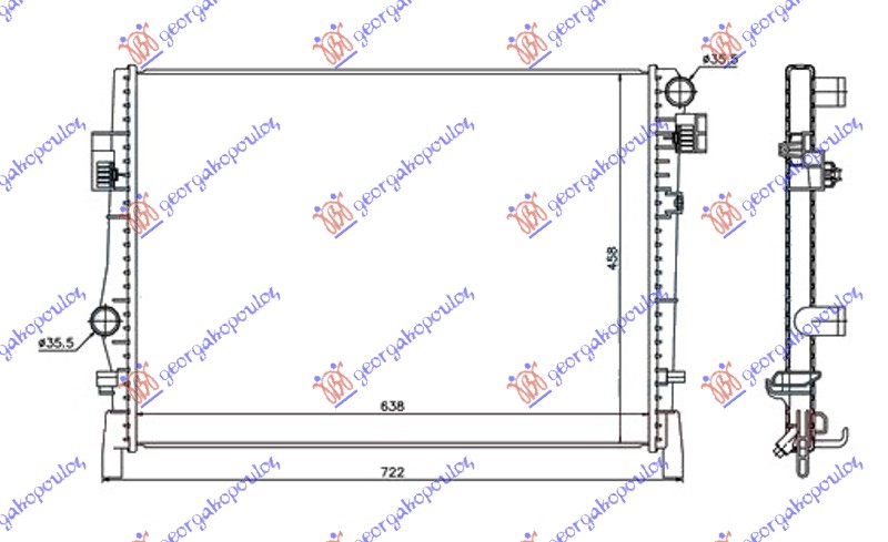 HLADNJAK MOTORA ZA SVE MODELSE BENZIN/DIZEL (638x458x16) (VALEO)