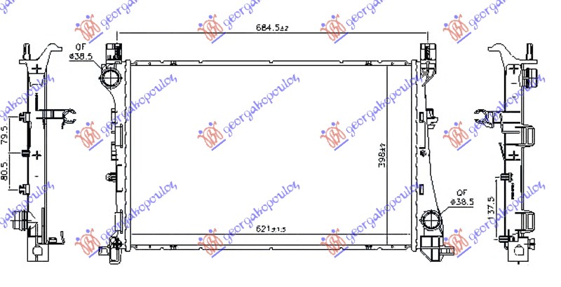 HLADNJAK MOTORA 1.6 MJTD DIZEL (MAN/AUTO) (620x400x26) (KOYO)