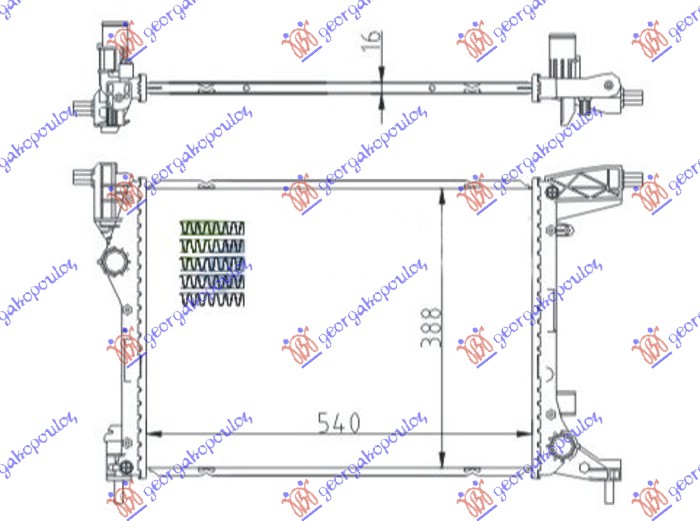 HLADNJAK MOTORA 1.4 (70KW) BENZIN (MAN) (540x410x16) (NRF)