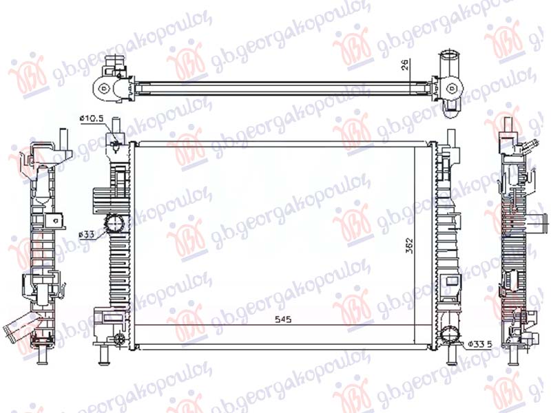 HLADNJAK MOTORA 1.6 TDCi DIZEL (MAN) (545x360x26) (NRF)