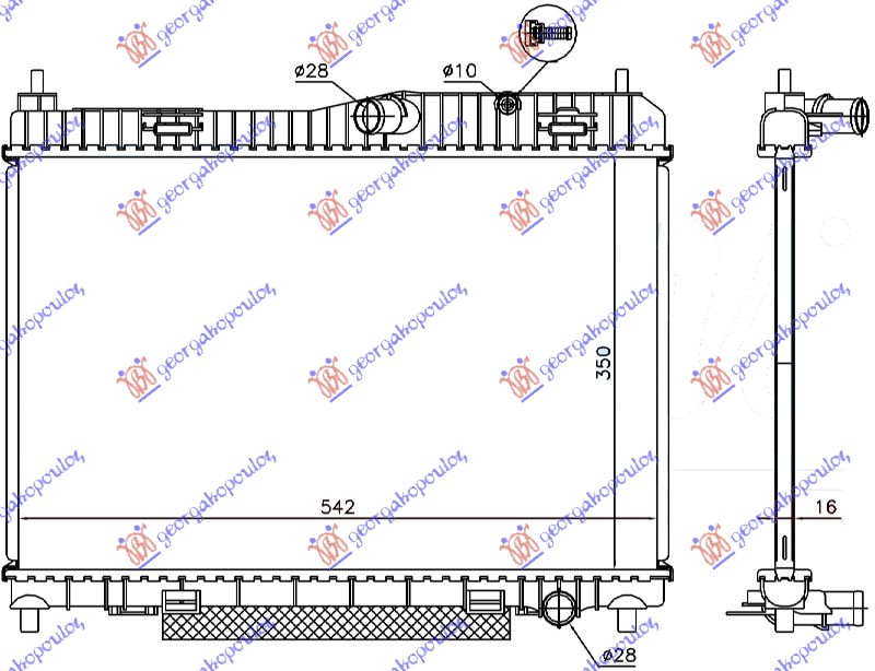 HLADNJAK MOTORA 1.6 BENZIN (MAN/AUTO) (+/-AC) (563x350) (NRF)
