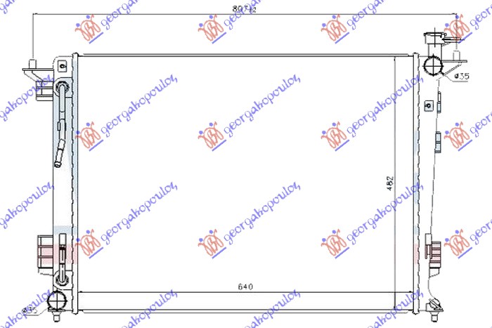 HLADNJAK MOTORA 2.0/2.4 BENZIN (AUTO) (640x480x16) (KOREJA) (NISSENS)