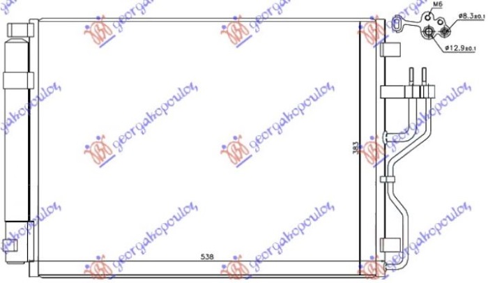 HLADNJAK KLIME ZA SVE MODELSE DIZEL (535x380x16) (CESKA) (MARELLI)