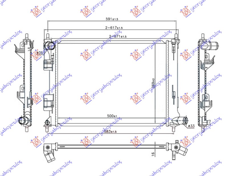 HLADNJAK MOTORA 1.2/1.4i BENZIN (MAN) (500x380x16) (VALEO)