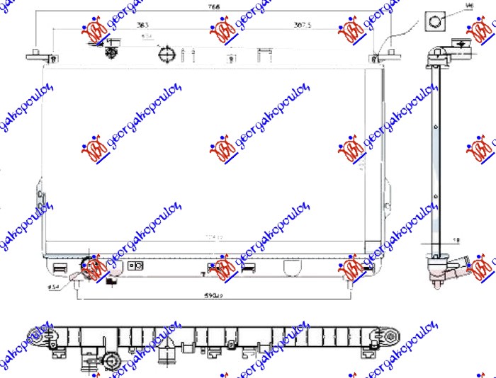HLADNJAK MOTORA 2.0i/2.4i/2.5i/2.7i BENZIN (400x724) (NRF)