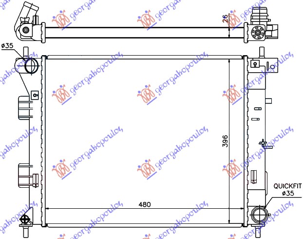 HLADNJAK MOTORA 1.4/1.6 CRDi (480x390x26) (NRF)