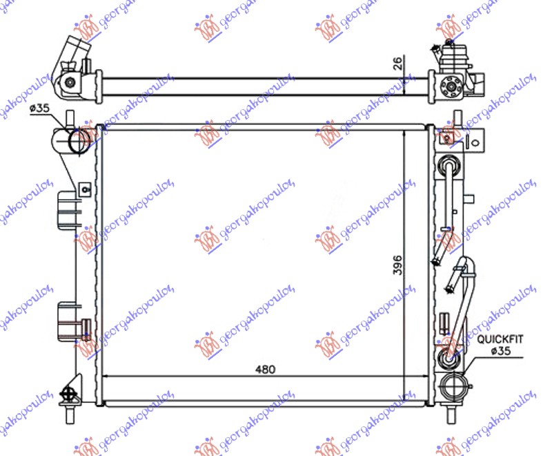 HLADNJAK MOTORA 1.6 CRDi DIZEL (AUTO) (480x395x26) (NRF)