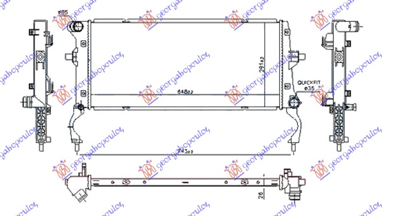 HLADNJAK MOTORA 1.6 CRDi DIZEL (650x290x26) (NRF)