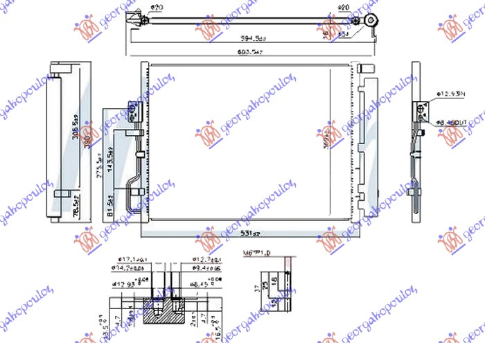 HLADNJAK KLIME 1.6 GDi TURBO BENZIN - 1.7/2.0 CRDi DIZEL (495x385x16) (CESKA) (N
