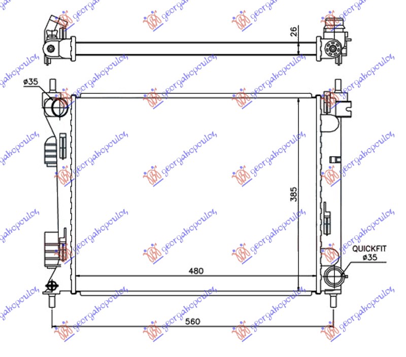 HLADNJAK MOTORA 1.1/1.4 CRDi (MAN) DIZEL (480x385x26) (INDIJA) (NRF)