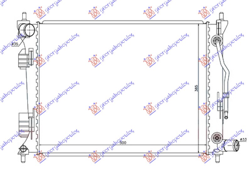 HLADNJAK MOTORA 1.4/1.6i BENZIN (AUTO) (500x380x16) (NISSENS)