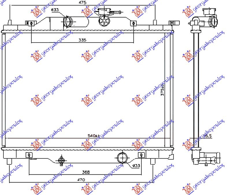 HLADNJAK MOTORA 1.5i BENZIN (375x540x16) (NRF)