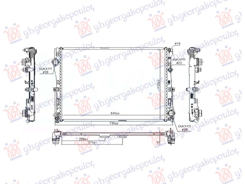 HLADNJAK MOTORA 1.6/2.0 BENZIN - 2.2 DIZEL (MAN/AUTO) (640x432) (NRF)