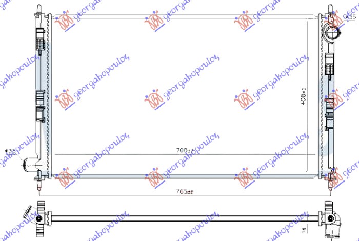 HLADNJAK MOTORA 2.0 BENZIN (700x400x16) (BEZ POKLOPCA) (NISSENS)