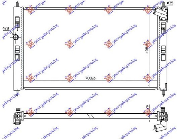 HLADNJAK MOTORA 1.8/2.2 DI-D DIZEL (MAN/AUTO) (700x410) (KOYO)
