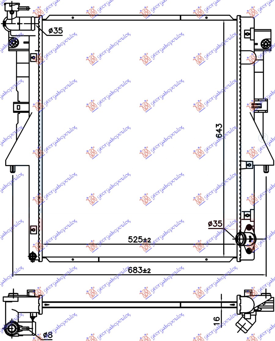 HLADNJAK MOTORA 2.4 DI-D DIZEL (525x669x16) (4N15) (NRF)