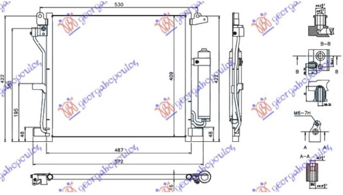 HLADNJAK KLIME 1.5DCi DIZEL (487x409x16) VENTIL NA FILTERU (MARELLI)