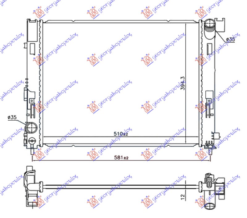 HLADNJAK MOTORA 0.9 IG-T BENZIN - 1.5 dCi DIZEL (510x395x12) (NISSENS)