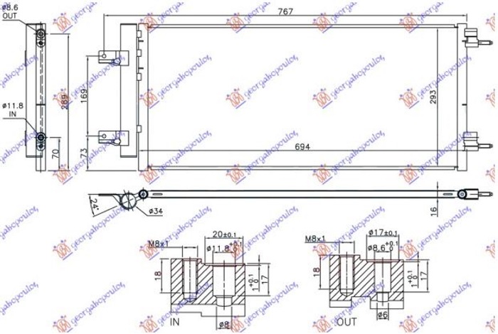 HLADNJAK KLIME ZA SVE MODELSE BENZIN/DIZEL TURBO (640x290x16) (NRF)
