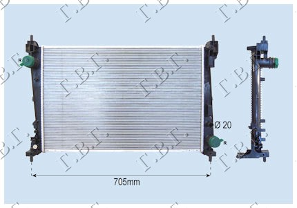 HLADNJAK MOTORA 1.4i 16V / 1.3 JTD (620x388x16)
