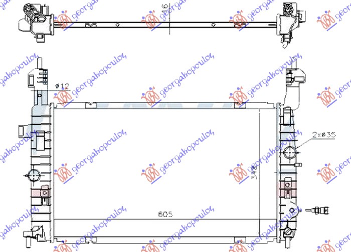 HLADNJAK MOTORA 1.6i 16V BENZIN (AUTO) (605x348) (NRF)