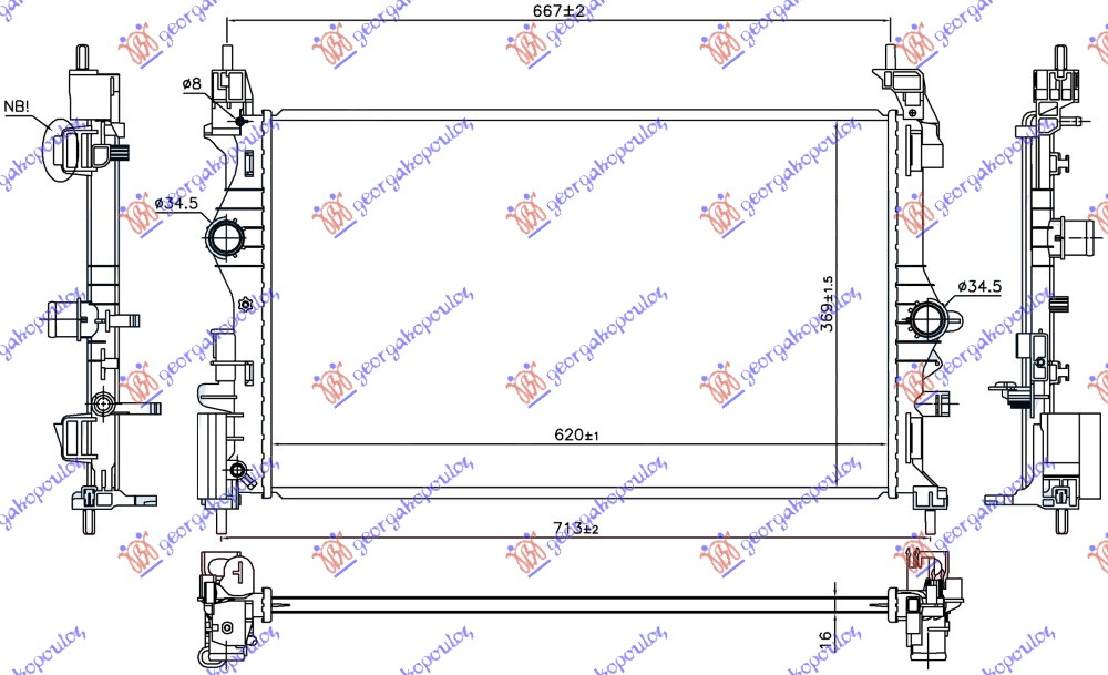 HLADNJAK MOTORA 1.4 TURBO BENZIN (MAN) (620x369x16) (NRF)