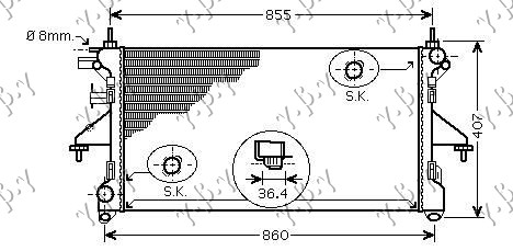 HLADNJAK MOTORA 2.2/2.3/3.0 JTD DIZEL (MAN) (+/-AC) (780x380x34) (MEHANICKI SPOJ