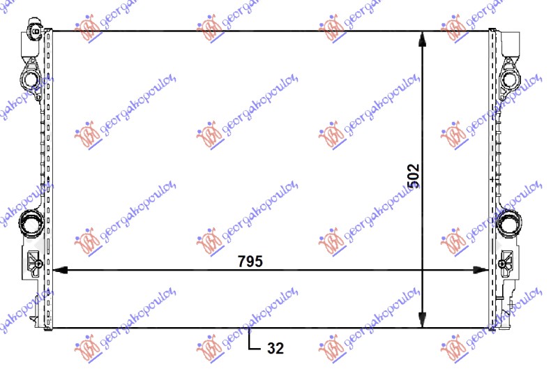 HLADNJAK MOTORA 3.0i-3.6i-4.8i BENZIN / 3.0 DIZEL (795x502x32) (NRF)