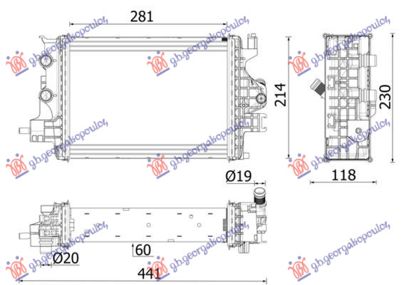 HLADNJAK MOTORA DODATNI 1.5 dCi DIZEL (281x214) (RH)