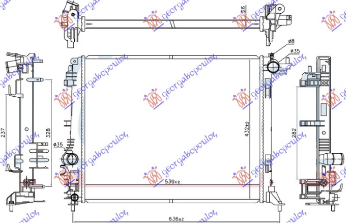 HLADNJAK MOTORA 1.2 TCE BENZIN (AUTO) / 1.5 TDCi DIZEL - HIBRID ASSIST 2 (540x44