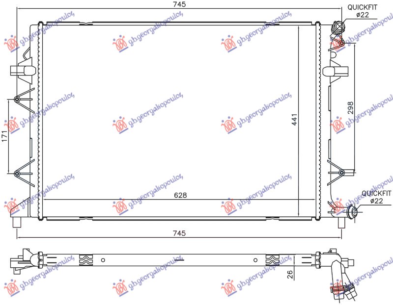 HLADNJAK MOTORA DODATNI 2.0 TDi DIZEL (630x440x26) (NRF)