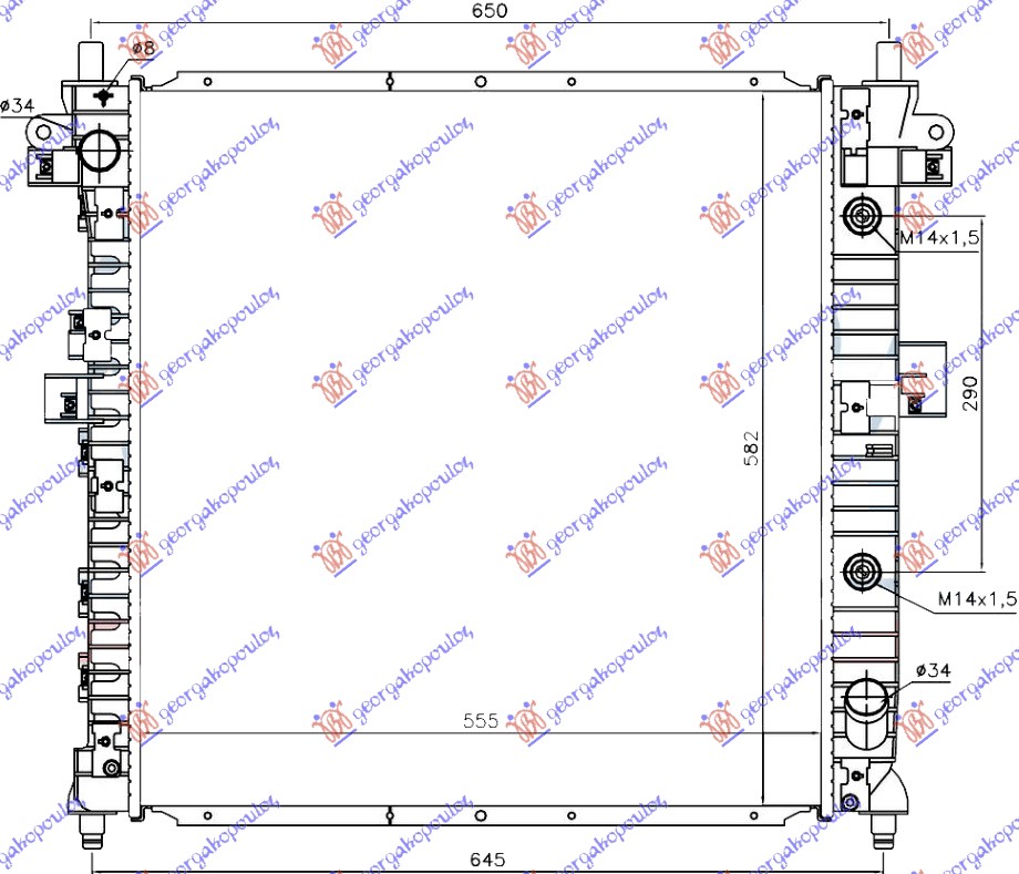 HLADNJAK MOTORA 2.0 Xdi DIZEL (AUTO) (555x580x26) (NRF)