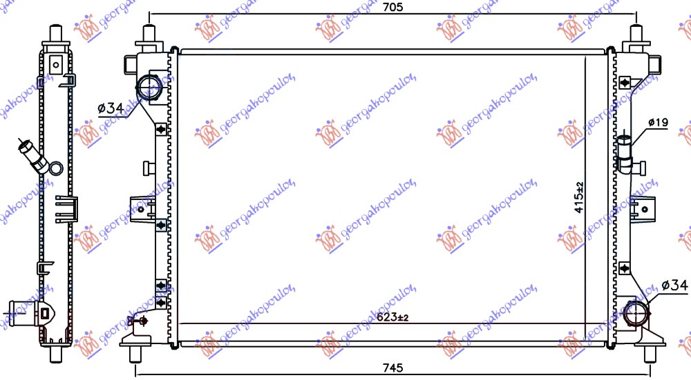 HLADNJAK MOTORA 1.6 DDiS DIZEL (MAN) (623x415x27) (NISSENS)