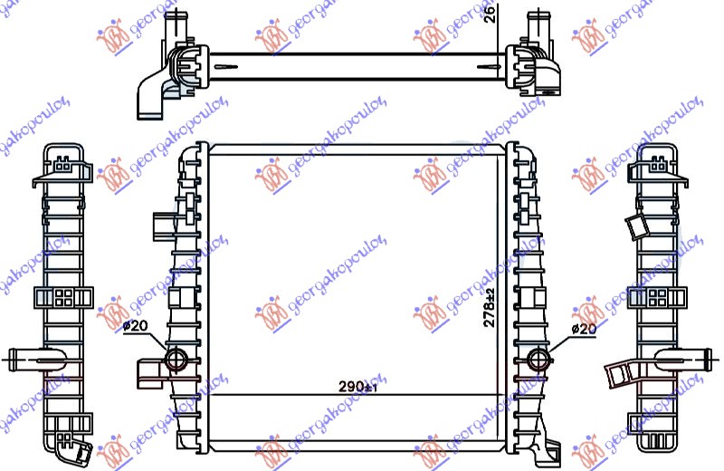 HLADNJAK MOTORA DODATNI 3.0 TSI HIBRID (AUTO) (29x27.8x2.6) (NISSENS)