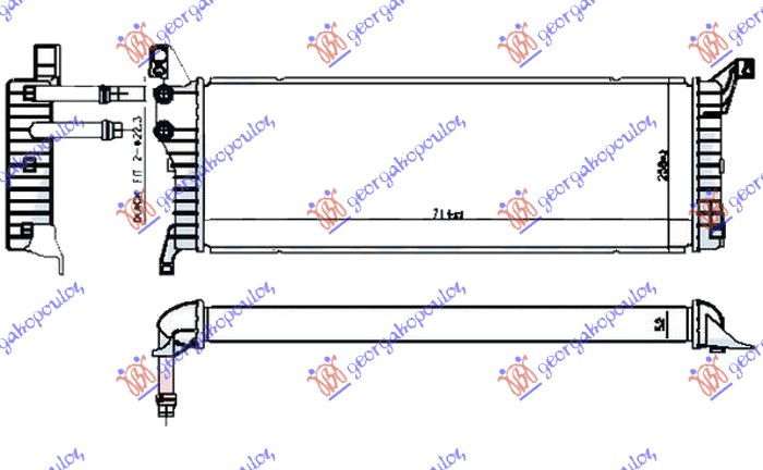 HLADNJAK MOTORA DODATNI 2.0 TDi (110/150KW) DIZEL (715x245x50) (NRF)
