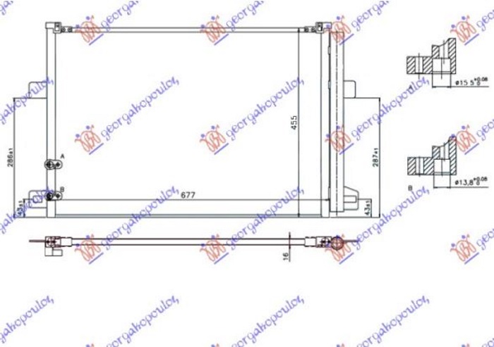 HLADNJAK KLIME ZA SVE MODELSE BENZIN/DIZEL (640x440x16) (KOYO)