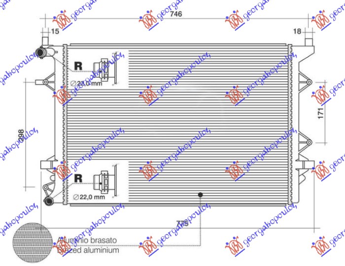 HLADNJAK MOTORA DODATNI 1.4 TSI/HIBRID BENZIN (628x441x16) (NRF)