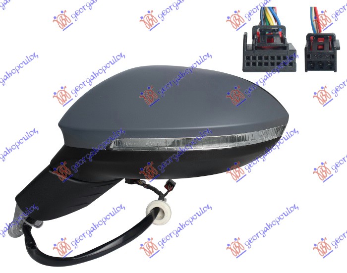 RETROVIZOR ELEKTRICNI SA GREJACEM PM (MEMORIJA) (MIGAVAC) (SVETLO) (MRTAV UGAO)  - LEVO