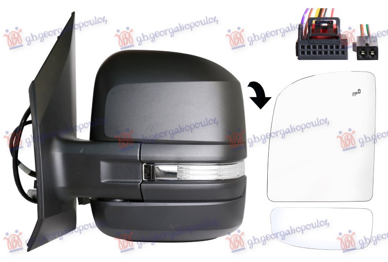 RETROVIZOR ELEKTRICNI SA GREJACEM KRATKI(MIGAVAC) (MRTAV UGAO) (10 PIN) (A KVALI