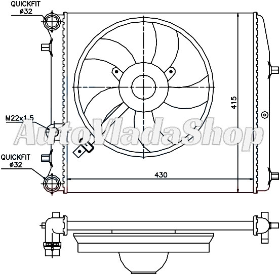 HLADNJAK MOTORA ZA SVE MODELE (-AC) (43x41) SA VENTILATOROM