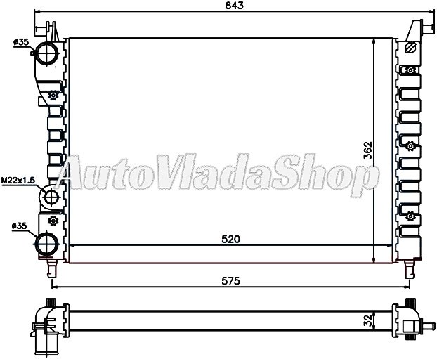 HLADNJAK MOTORA 1.2 BENZIN (52.2x37.2x32) -00