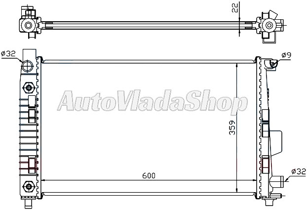 HLADNJAK MOTORA ZA SVE MODELE BENZIN/DIZEL (MAN/AUTO) (+/-AC) (600x359x22) BEZ P