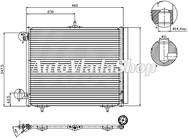 HLADNJAK KLIME BENZIN/DIZEL (42x37) 05- 3 NOSACA