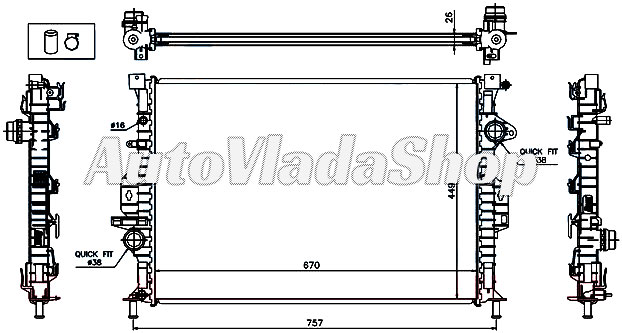 HLADNJAK MOTORA ZA SVE MODELE BENZIN/DIZEL (AUTO) (670x449x26)