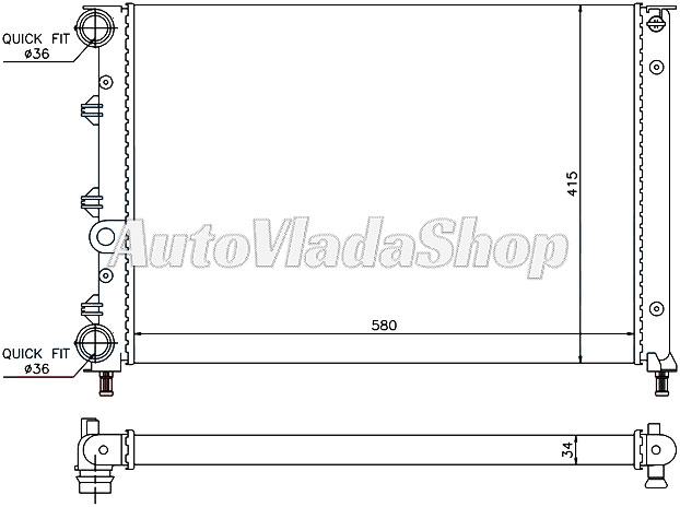HLADNJAK MOTORA 1.6 16v TWIN SPARK (580x410x34)